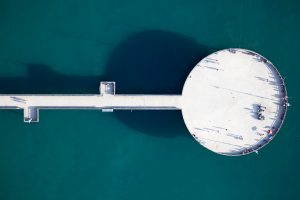 The Venice Pier, looking like a UFO