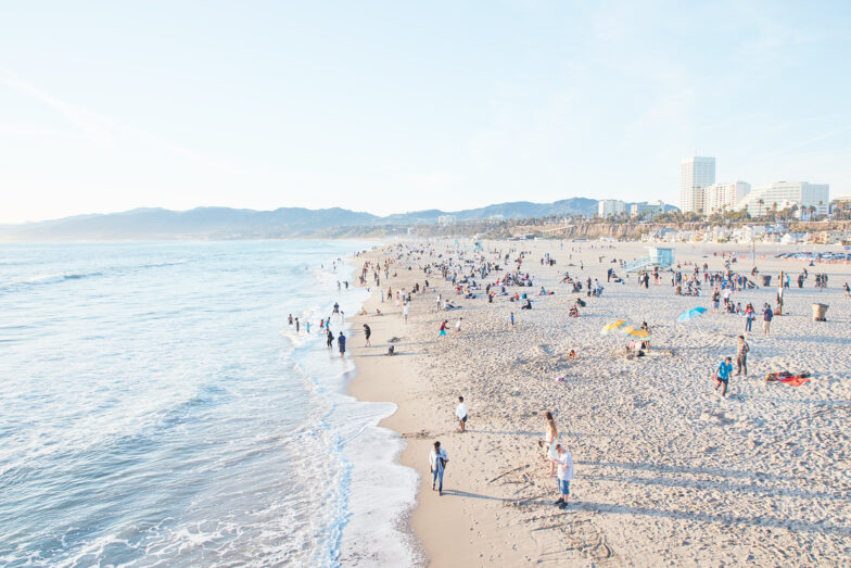 Santa Monica main beach, at sunset