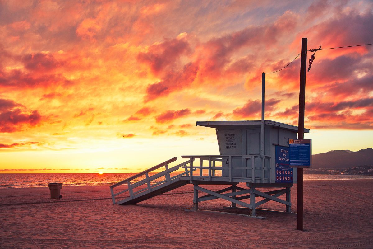 Just landed and caught this sky on fire, Santa Monica Beach