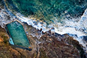 Wombarra Beach Rock Pool glistening in the morning light