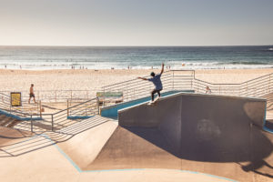 Chris Vaughan shredding the high wall at Bondi skate bowls