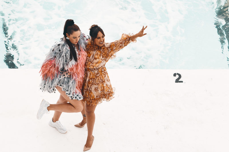 Celeste Barber + Jessica Mauboy, celebrating 60 years of Vogue at Icebergs this morning