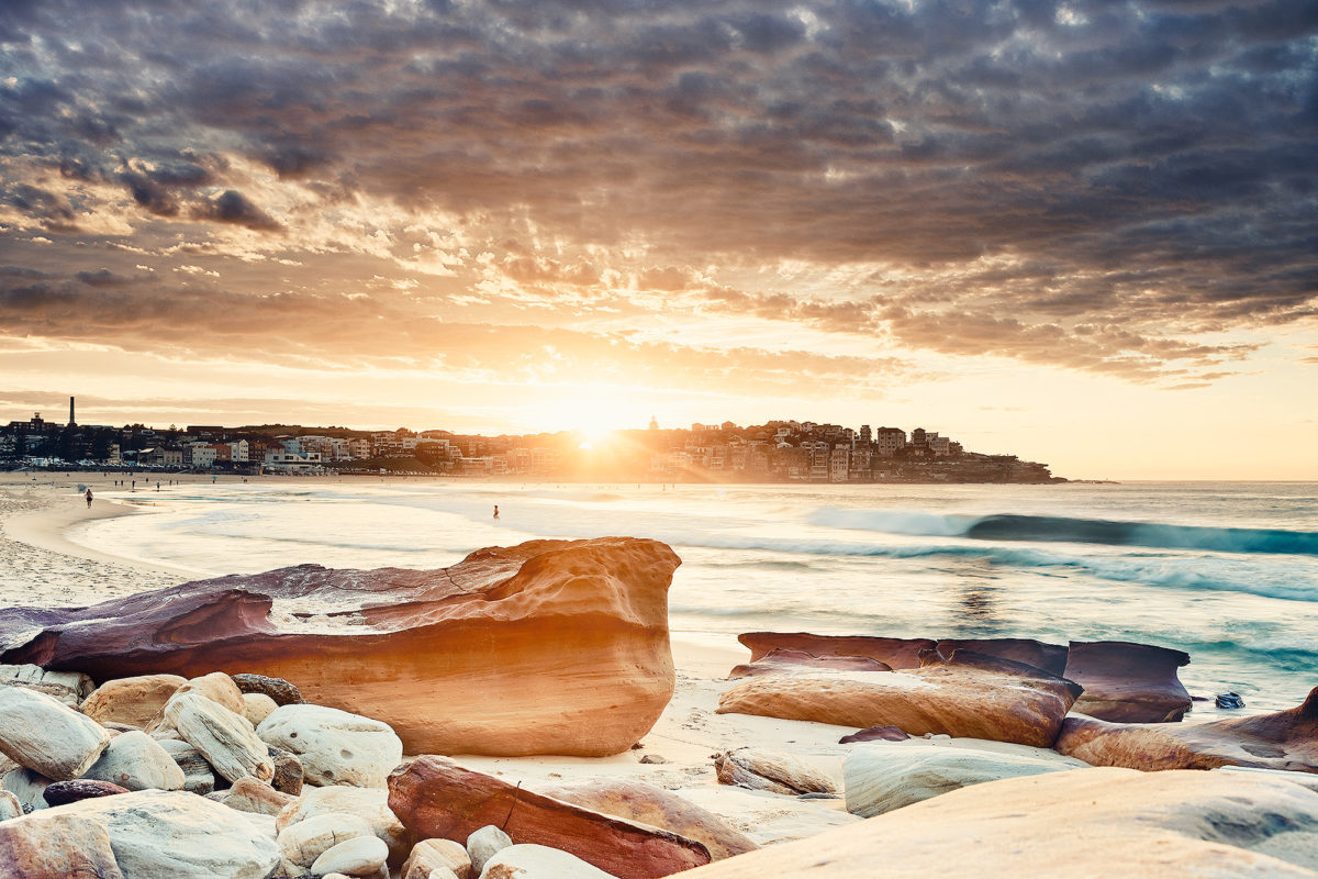 South Bondi's red rocks showing recent erosion