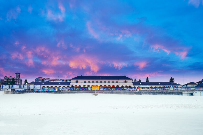 The Pav, under renovation and a glorious sky