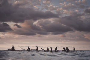 Cloudy skies, wolf pack waiting. Bondi Beach