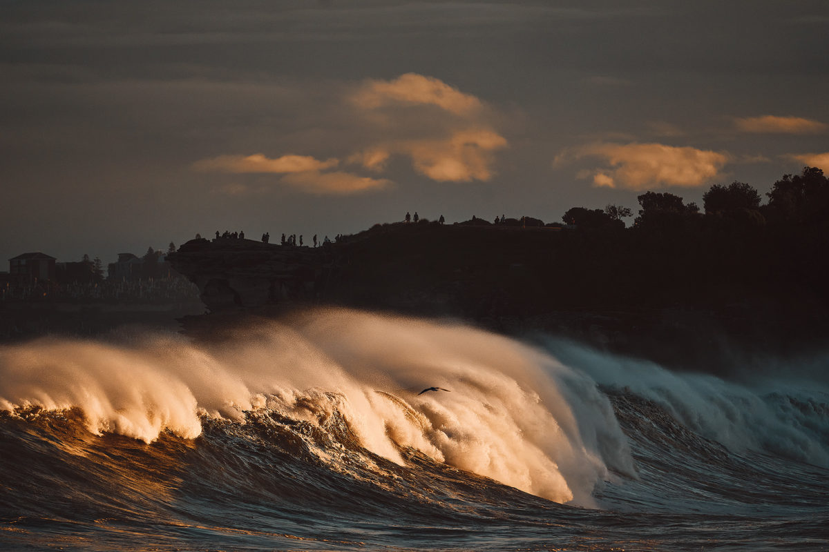 Big boys rolling into the bay at sunset. Bondi