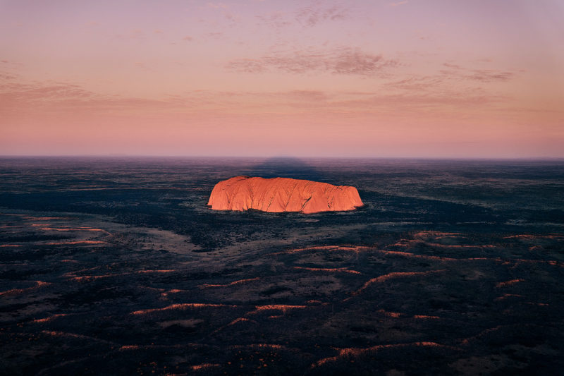 Last light glows on Uluru