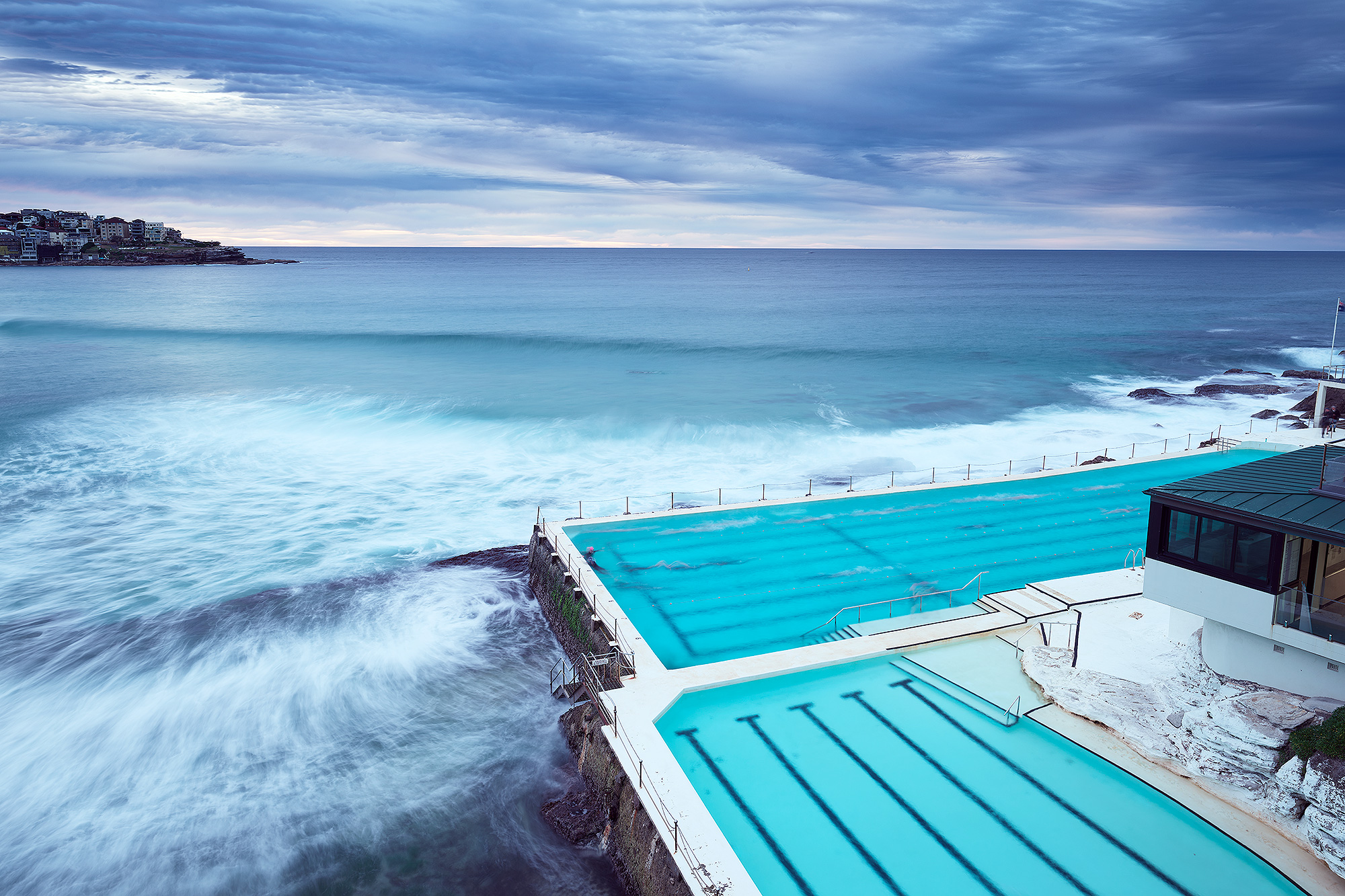 Icebergs, this morning with a clean pool