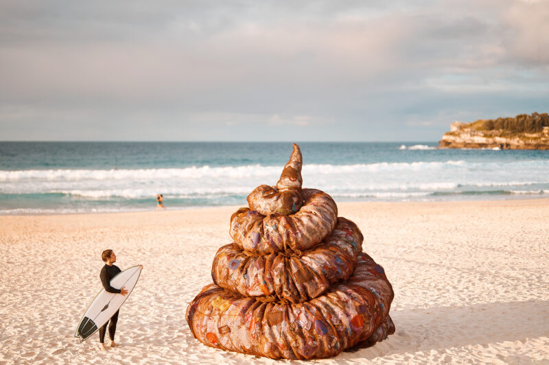 Freshly laid on Bondi, a huge dump of plastic sh!t in tangled fishnets