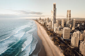 Where a city meets the ocean, Surfers Paradise, Queensland
