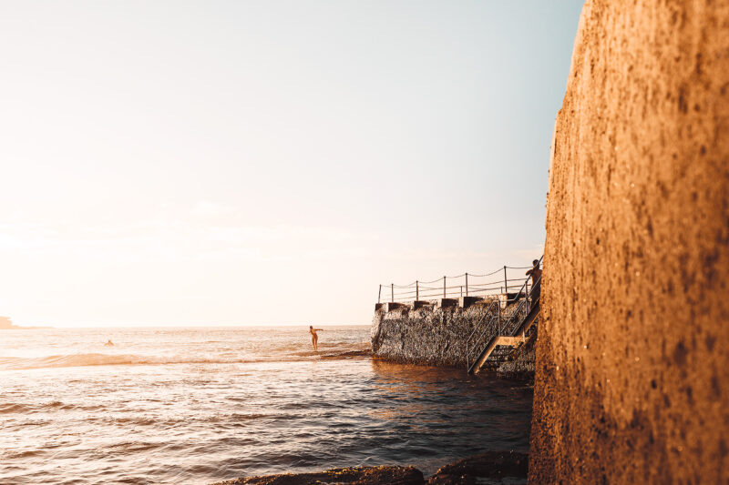 Jo Mooney, diving into a glorious Bondi morning