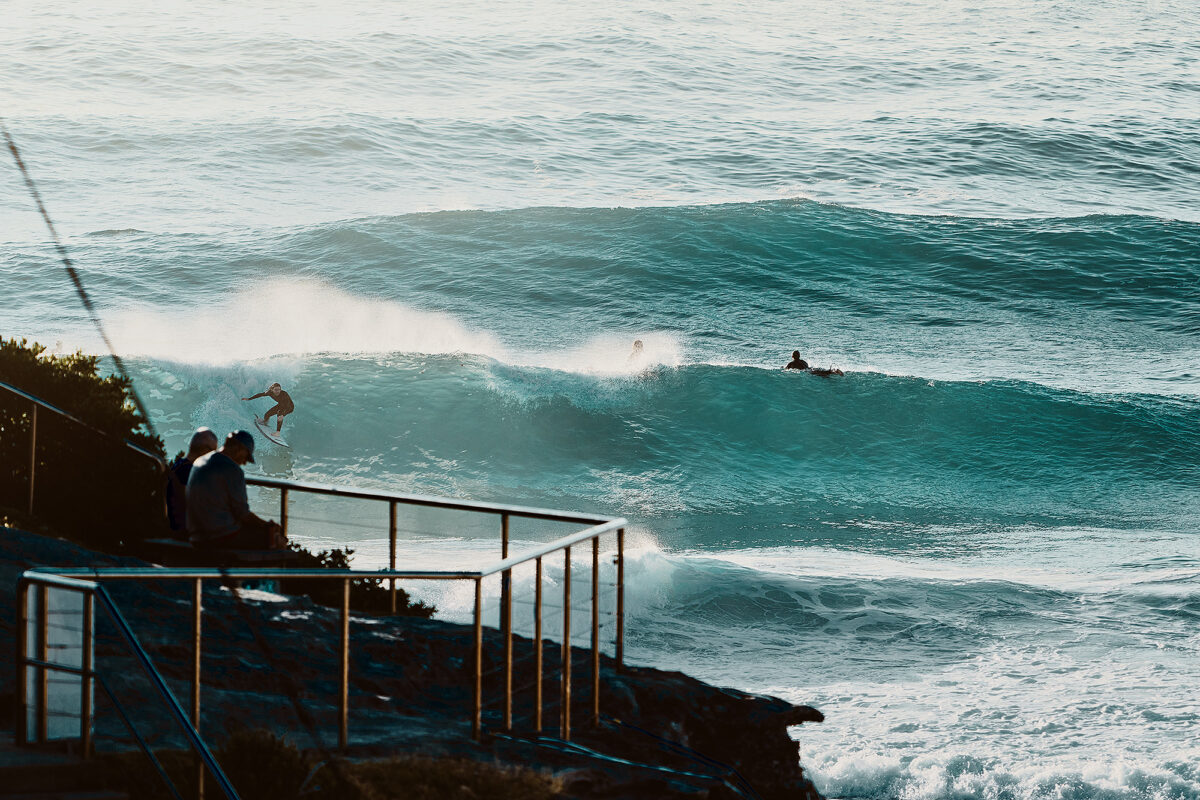 Still good supply of swell, just a bit junkie today