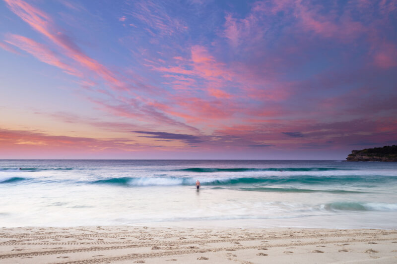 Tuesday sunrise, warm water, pinks. Bondi 6:55am