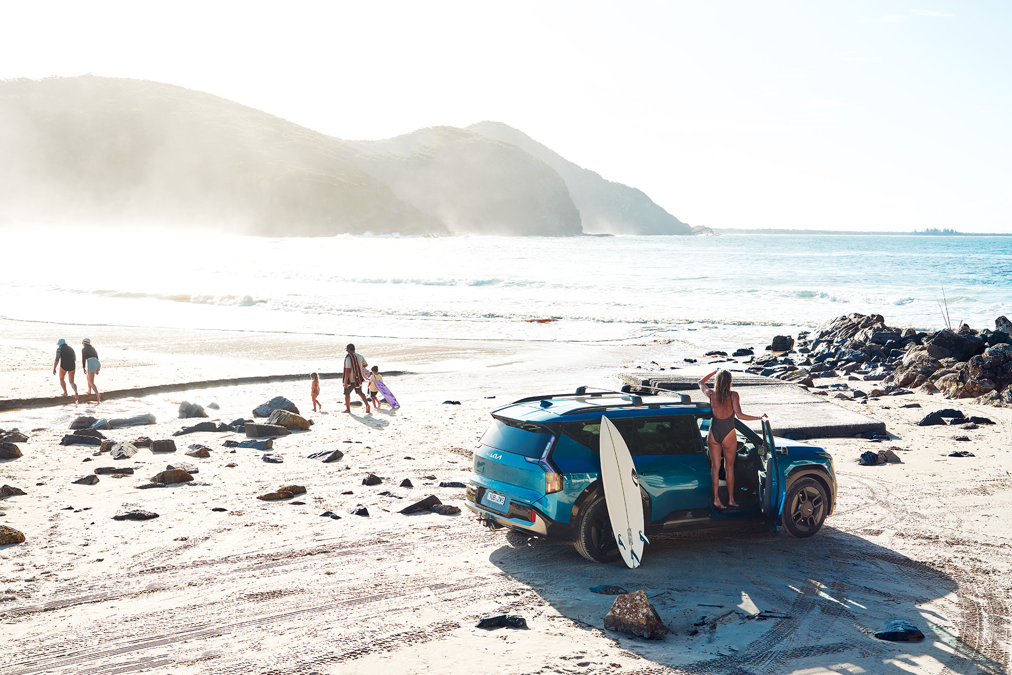 All electric on the beach, EV9 Kia our newest partner